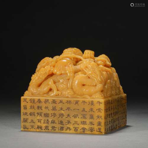 Qing Dynasty,Shoushan Field-Yellow Stone Beast Head Seal