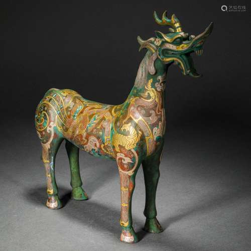 Ming Dynasty or Before,Inlaid Gold and Silver Dragon Head Ho...