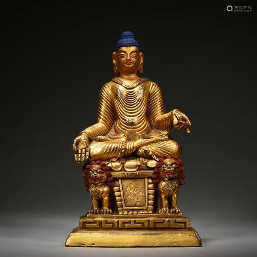 Qing Dynasty,Gilt Sakyamuni Buddha Statue