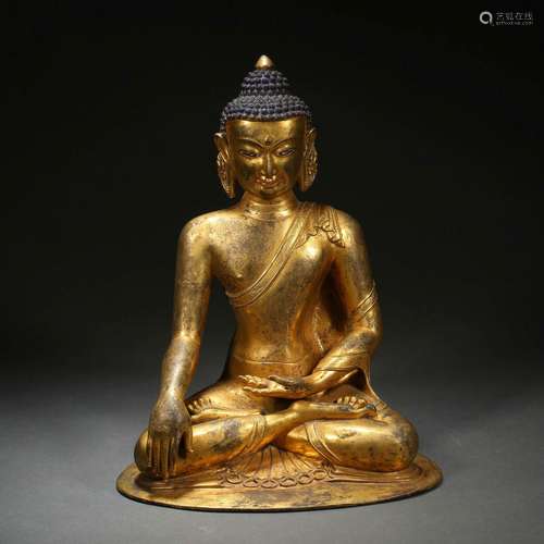 Qing Dynasty,Gilt Sakyamuni Buddha Statue