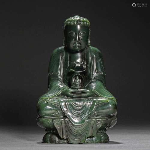 Ming Dynasty or Before,Hetian Jade Buddha Statue