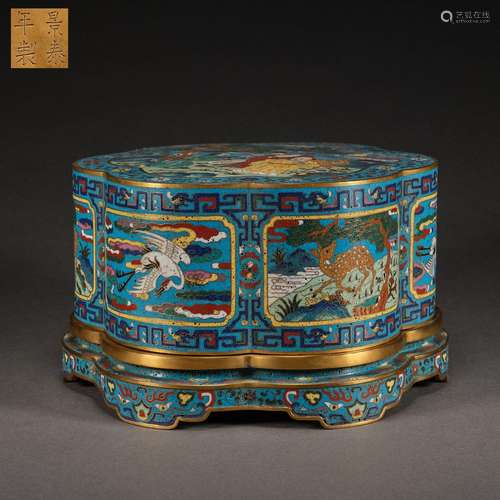 Qing Dynasty,Cloisonne Beast Pattern Eight-Treasure Box