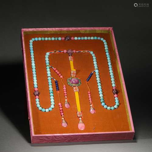 Qing Dynasty,Turquoise Court Beads A Set