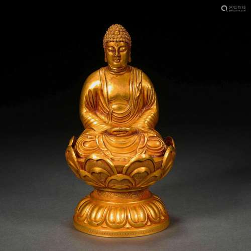 Ming Dynasty or Before,Golden Sakyamuni Buddha Statue