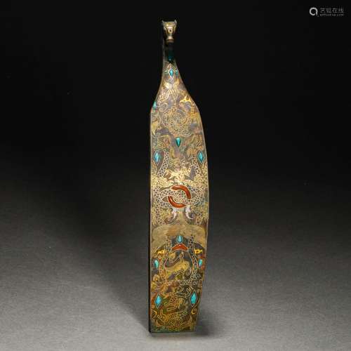 Ming Dynasty or Before,Inlaid Gold and Silver Beast Head Bel...