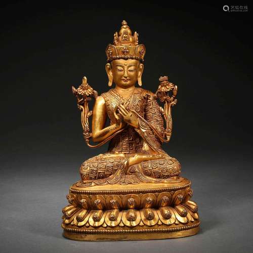 Qing Dynasty,Gilt Buddha Statue