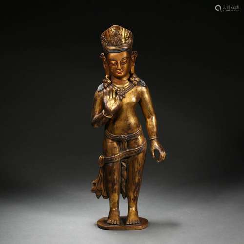 Qing Dynasty,Gilt Sakyamuni Buddha Statue