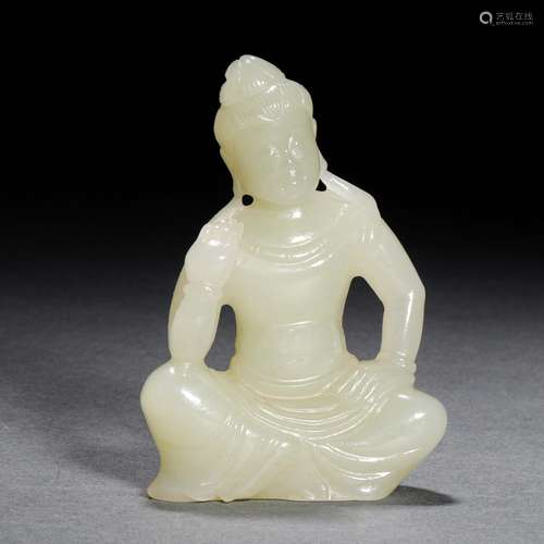 Ming Dynasty or Before,Hetian Jade Guanyin Statue