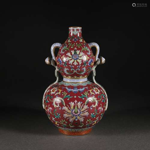 Foreign Colour Passionflower Pattern Ruyi Ear Gourd Bottle