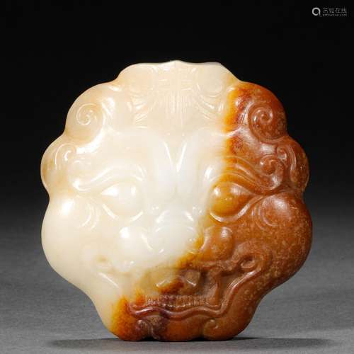 Ming Dynasty or Before,Hetian Jade Beast Face