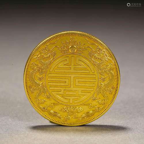 Qing Dynasty,Dragon Pattern Guangxu Guangdong Pro. Gold Coin