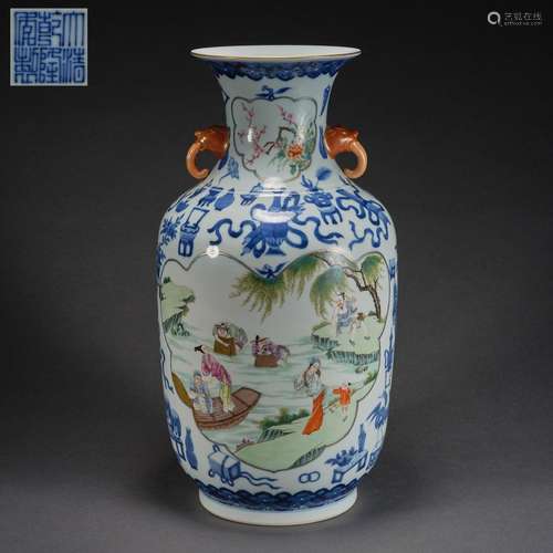 Qing Dynasty,Famille Rose Character Binaural Appreciation Bo...