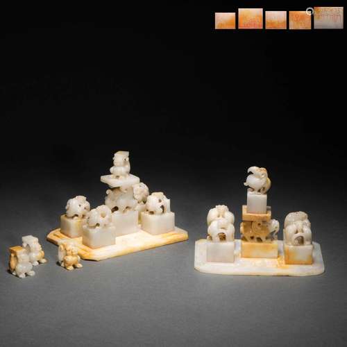 Ming Dynasty or Before,Hetian Jade Beast Head Seal