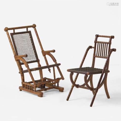 George Hunzinger (American, 1835-1898) Side Chair and Rocker...