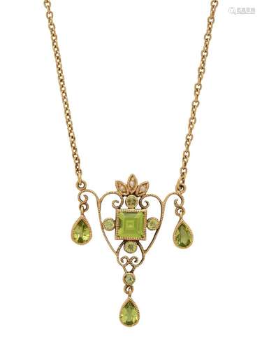 YELLOW GOLD AND PERIDOT NECKLACE