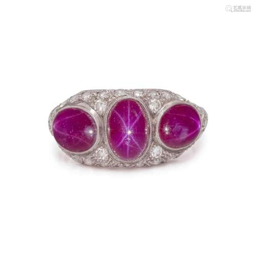 WALTON & CO., STAR RUBY AND DIAMOND RING