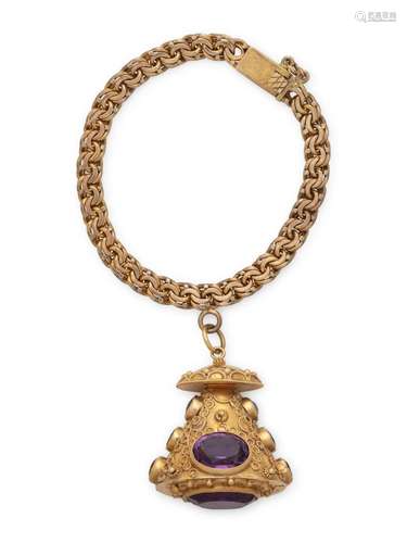 YELLOW GOLD AND AMETHYST CHARM