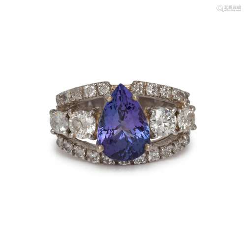 TANZANITE AND DIAMOND RING