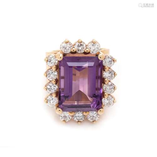 AMETHYST AND DIAMOND RING