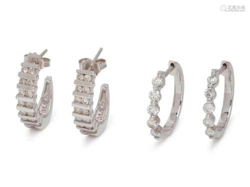 COLLECTION OF DIAMOND HOOP EARRINGS