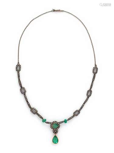 EMERALD AND DIAMOND NECKLACE