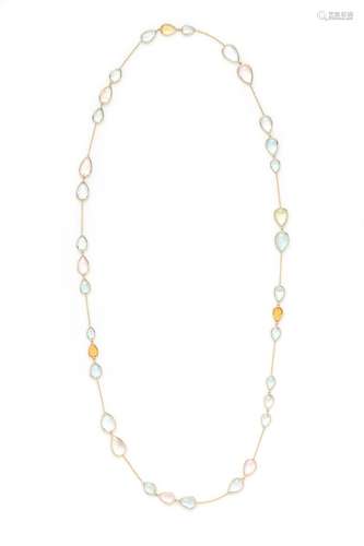 YELLOW GOLD AND MULTIGEM NECKLACE