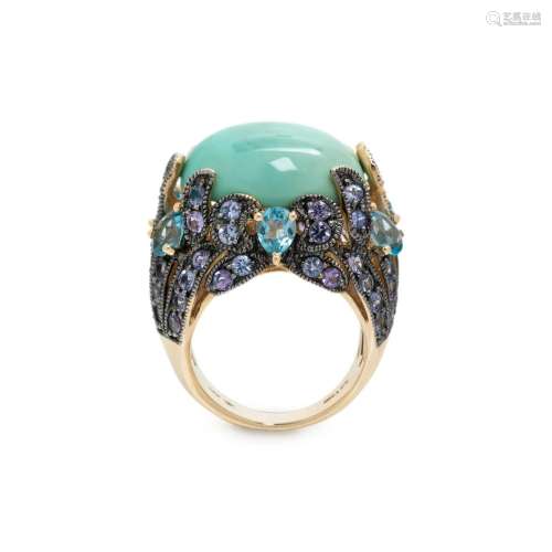 TURQUOISE AND MULTIGEM RING