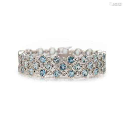 SONIA B., AQUAMARINE AND DIAMOND BRACELET