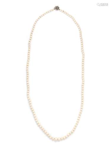 CULTURED PEARL AND DIAMOND NECKLACE