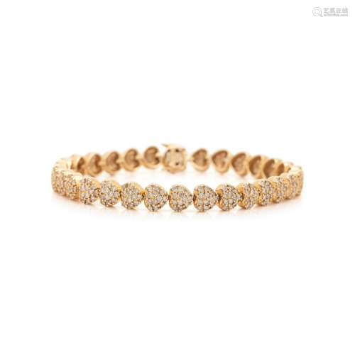 YELLOW GOLD AND DIAMOND HEART BRACELET