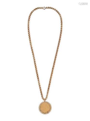 YELLOW GOLD AND COIN PENDANT/NECKLACE