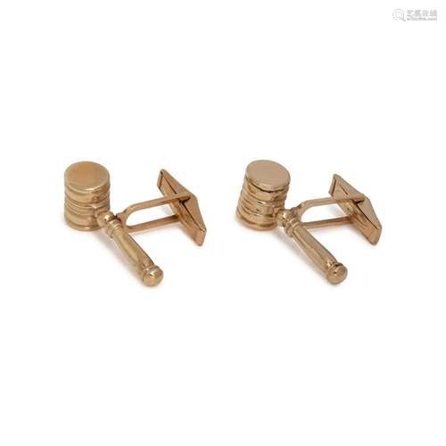 YELLOW GOLD GAVEL CUFFLINKS