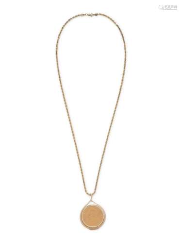 YELLOW GOLD AND COIN PENDANT/NECKLACE
