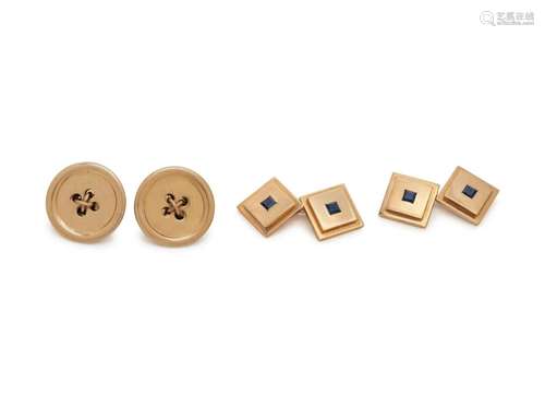 COLLECTION OF YELLOW GOLD CUFFLINKS