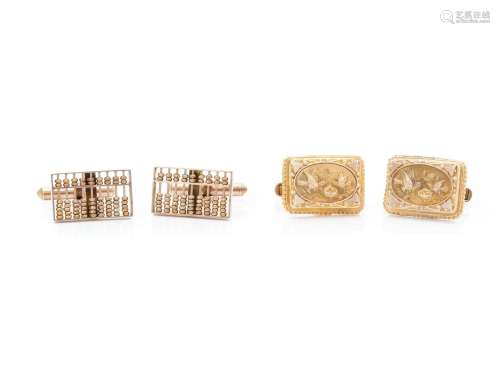 COLLECTION OF YELLOW GOLD CUFFLINKS