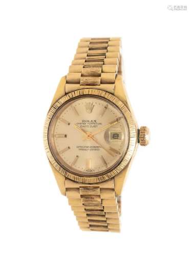 ROLEX, REF. 6927 18K YELLOW GOLD 'OYSTER PERPETUAL DATEJ...