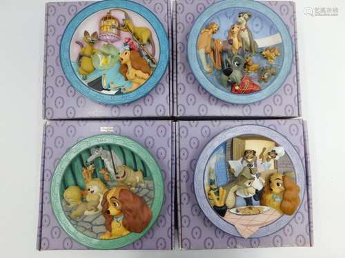 Lot of 4 Walt Disney Lady and the Tramp 3-D Plates