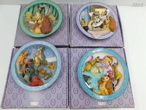 Lot of 4 Walt Disney Lady and the Tramp 3-D Plates