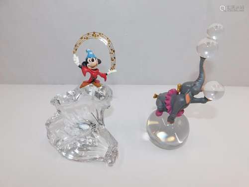 Lot of 2 Franklin Mint Disney Crystal Figurines