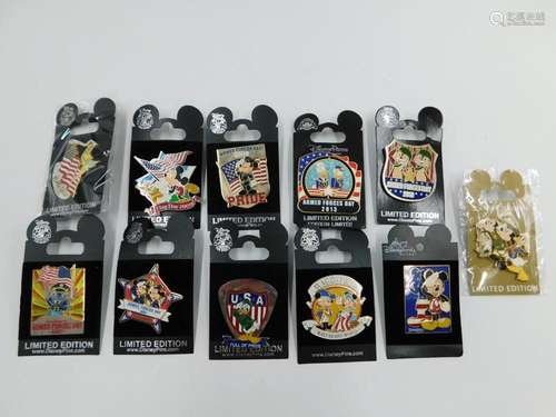 Lot of 11 Patriotic Disney Pins