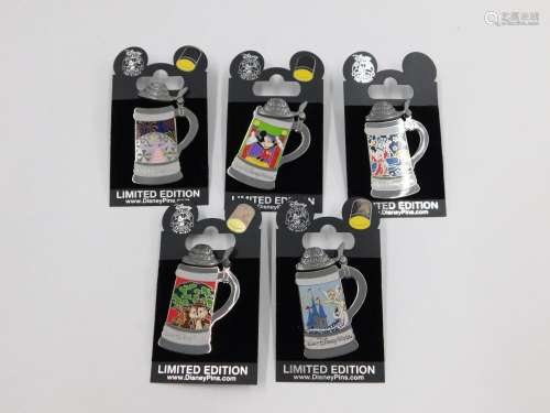 Lot of 5 Walt Disney World Stein Limited Edition Pins
