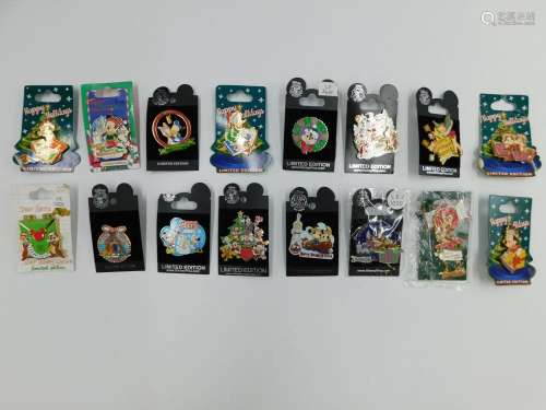 Lot of 16 Mixed Years Disney Christmas Pins