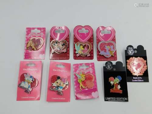 Lot of 9 Disney Happy Valentine's Day Pins