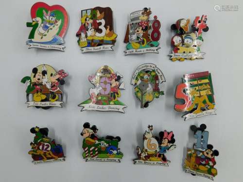 Twelve Days of Christmas Disney Pin Set - Complete