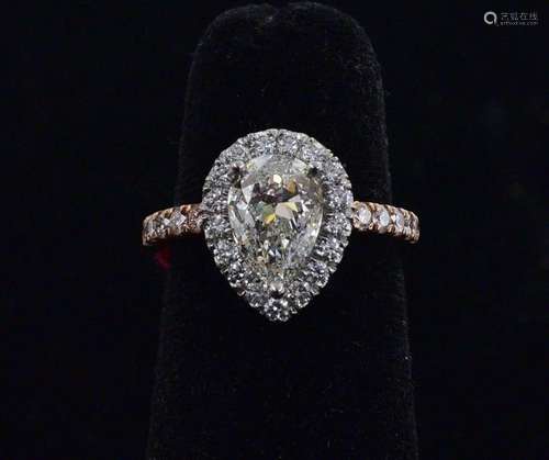 Platinum and 14k Rose Gold Diamond Ring