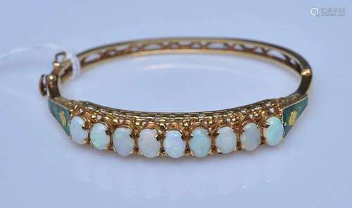 14k Gold Opal Cuff Bracelet