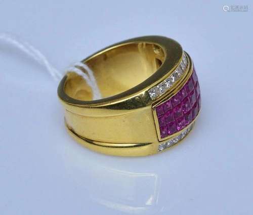 18k Gold Ruby and Diamond Ring