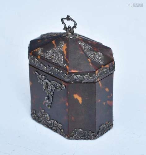 English Tortoise Shell Tea Caddy