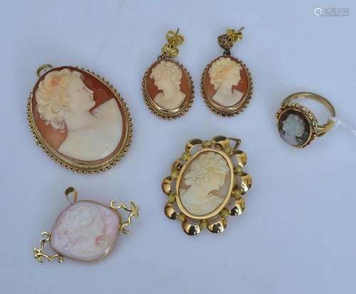 18k and 14k Gold Cameo Jewelry