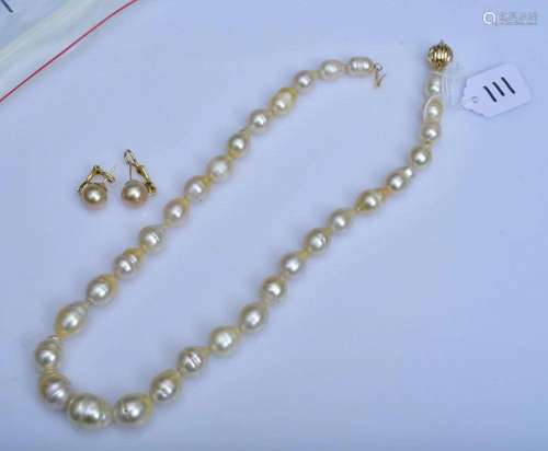 South Sea Pearl Necklace and Pearl Earrings